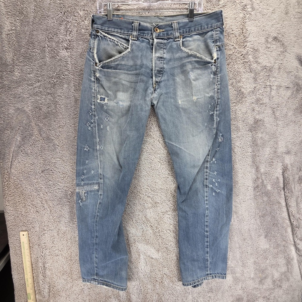 Vintage Levis Engineered Jeans Mens Blue Twisted Thrashed Flap Pocket Fits 34x30